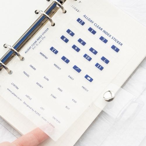 A5 All Day Clear Index Stickers for Monthly/Weekly/Daily Planners Sailor Creations