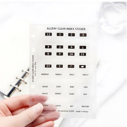 A5 All Day Clear Index Stickers for Monthly/Weekly/Daily Planners Sailor Creations