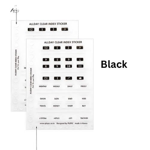 A5 All Day Clear Index Stickers for Monthly/Weekly/Daily Planners Sailor Creations