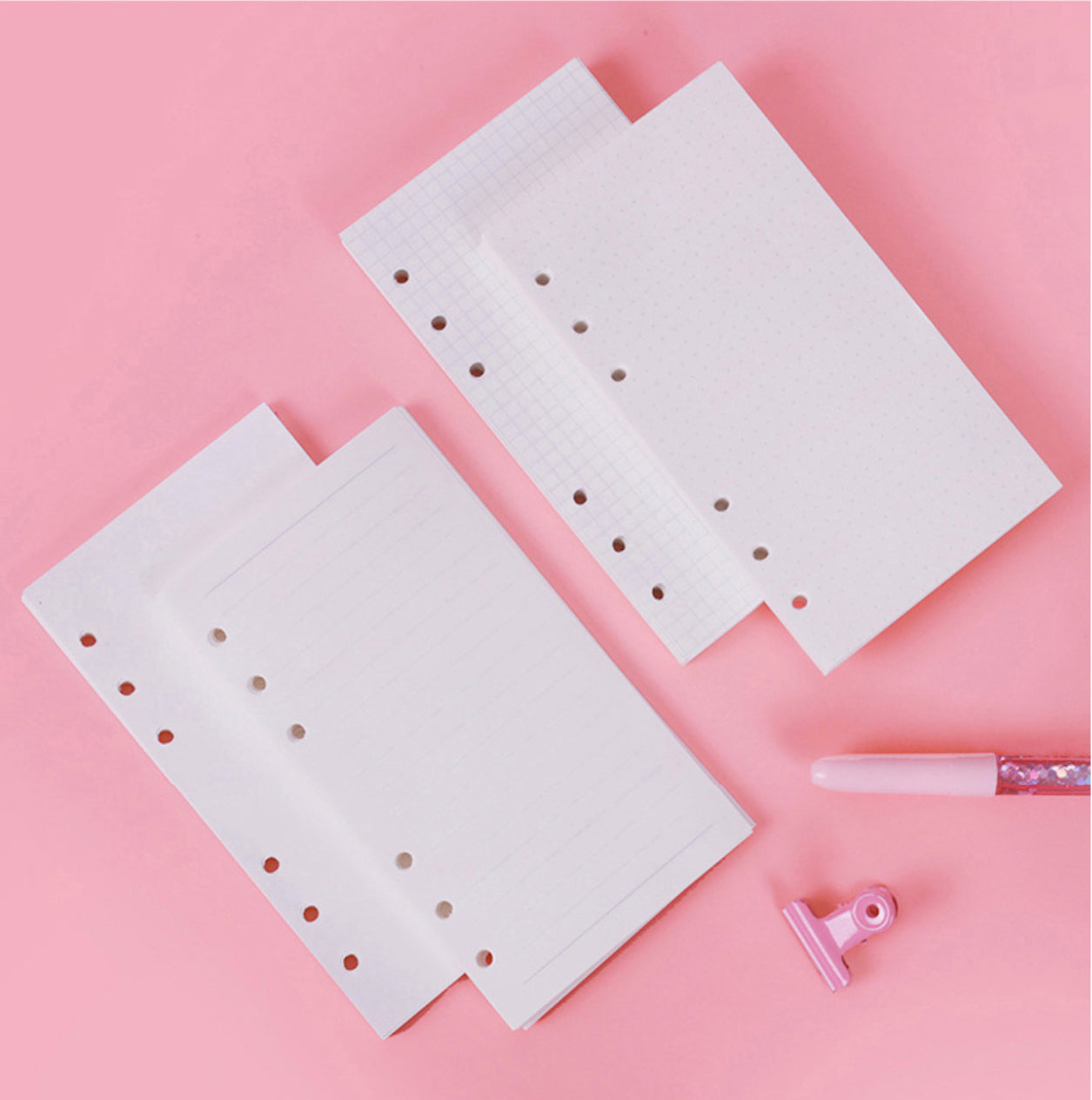 A6 loose leaf binder refill inserts with blank, grid, and lined pages for creative journaling in New Zealand Sailor Creations