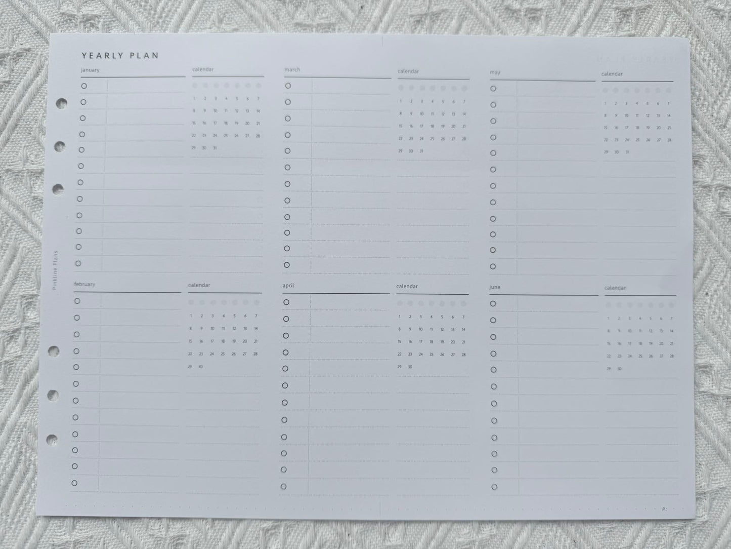 A5 Yearly Calendar Planner Refill Sailor Creations