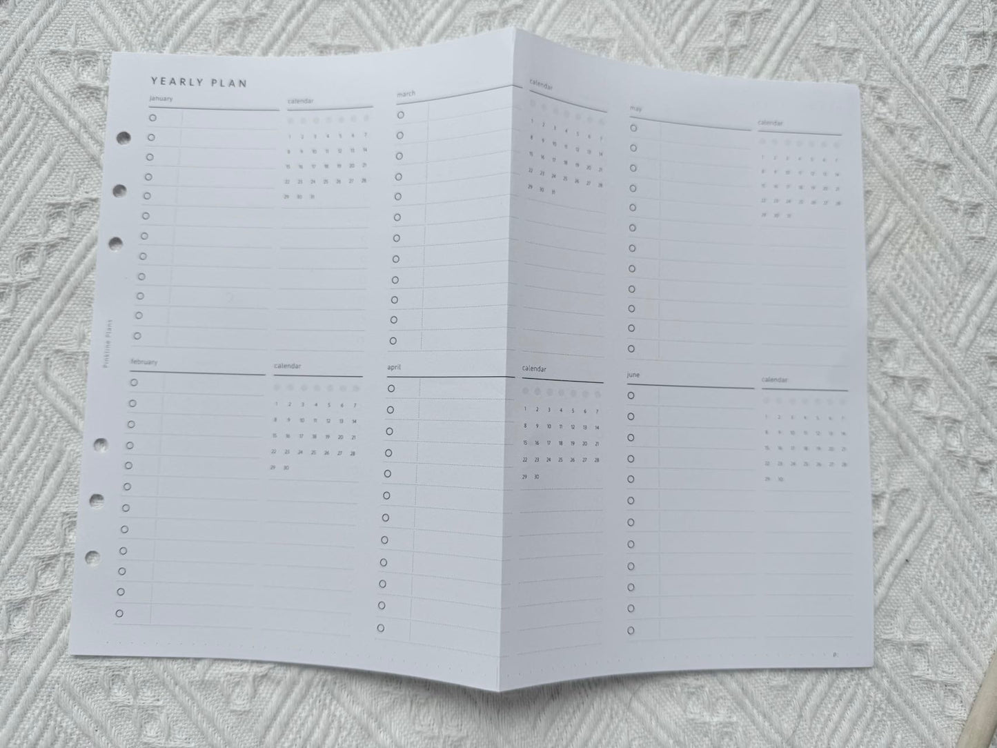 A5 Yearly Calendar Planner Refill Sailor Creations